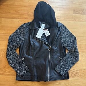 Joie NWT Faux Leather Shacket Sweater Coat Medium